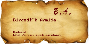 Bircsák Armida névjegykártya